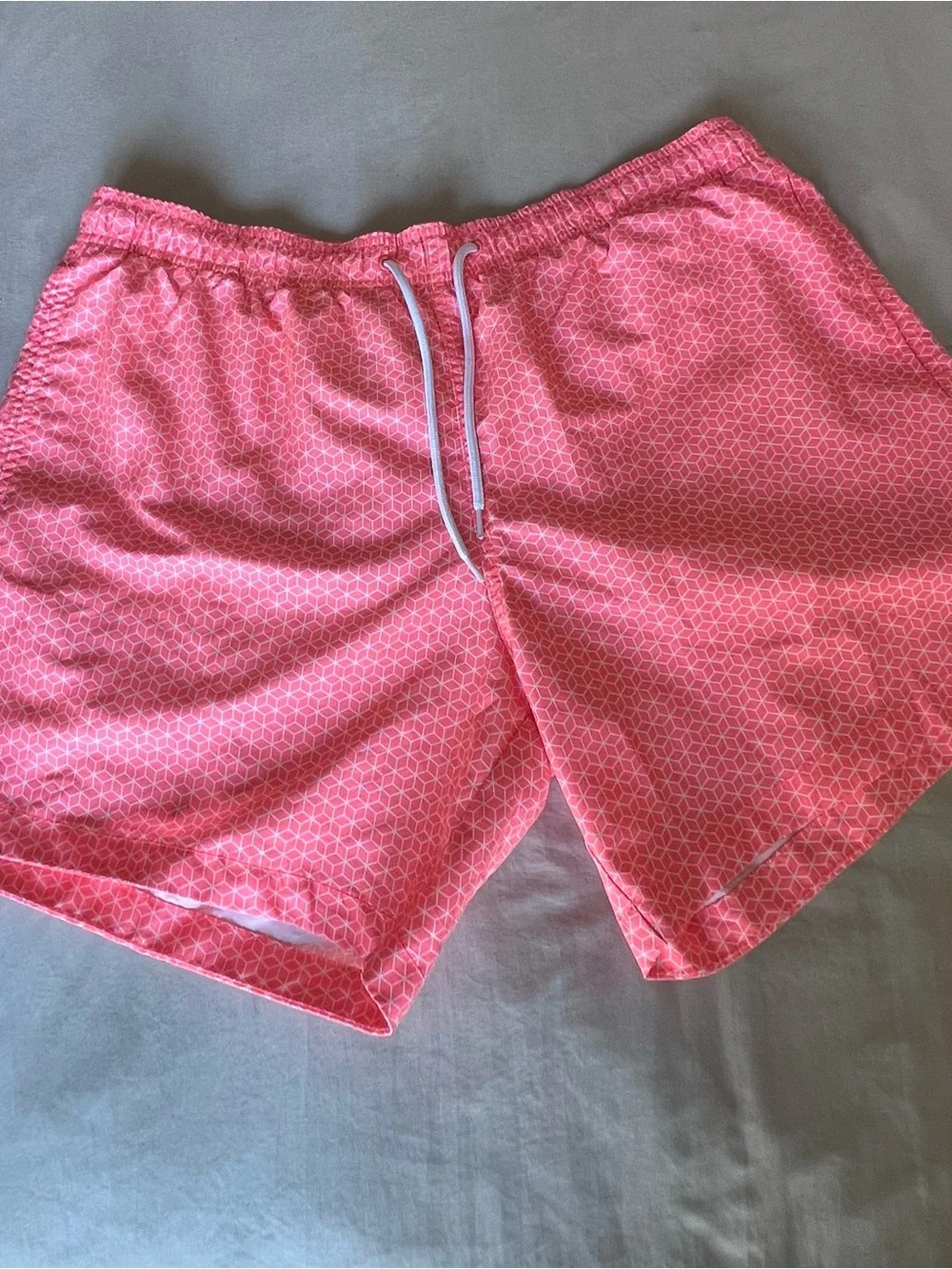 H&M Men’s Pink Geometric Athletic Swim Shorts XL